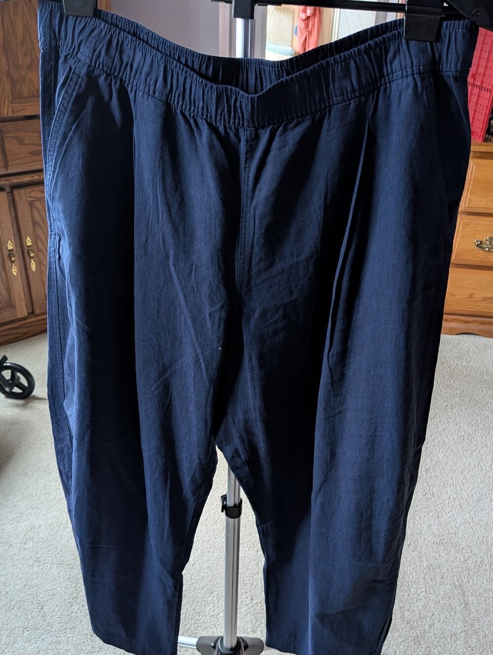 GAP Dark Navy Linen (& Rayon)Elastic-Waist Joggers
